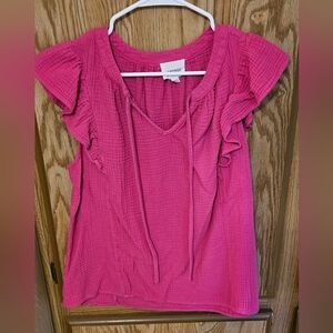 Andree Pink Ruffle Sleeve Women's Top